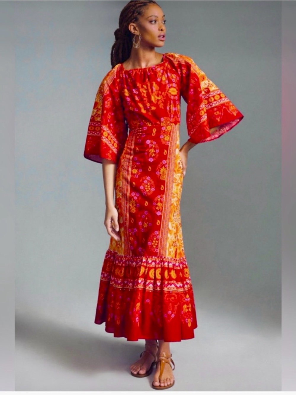 FARM RioOrange Floral cut out Maxi Dress